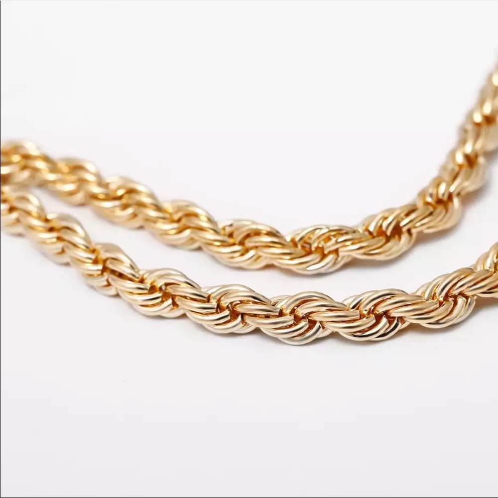 20”NEW GOLD CUBAN TWISTED CHOKER NECKLACE - Picture 4 of 9